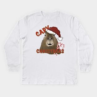 Capy Christmas Kids Long Sleeve T-Shirt